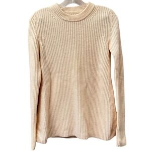 Theory Barda Fine Haven Wool/Cashmere‎ Blend Cream Sweater Sz Small Quiet Luxury
